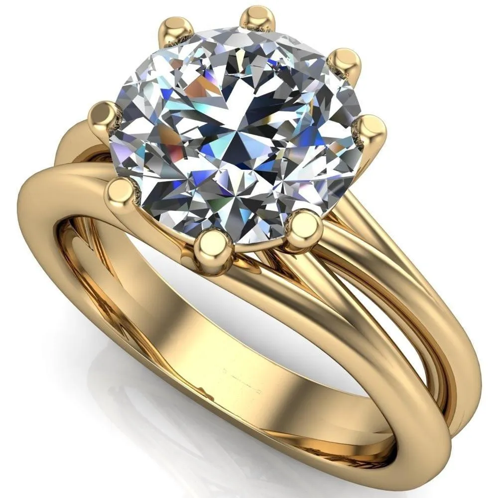 Emery Round Center Stone 8 Prong Split Shank Engagement Ring