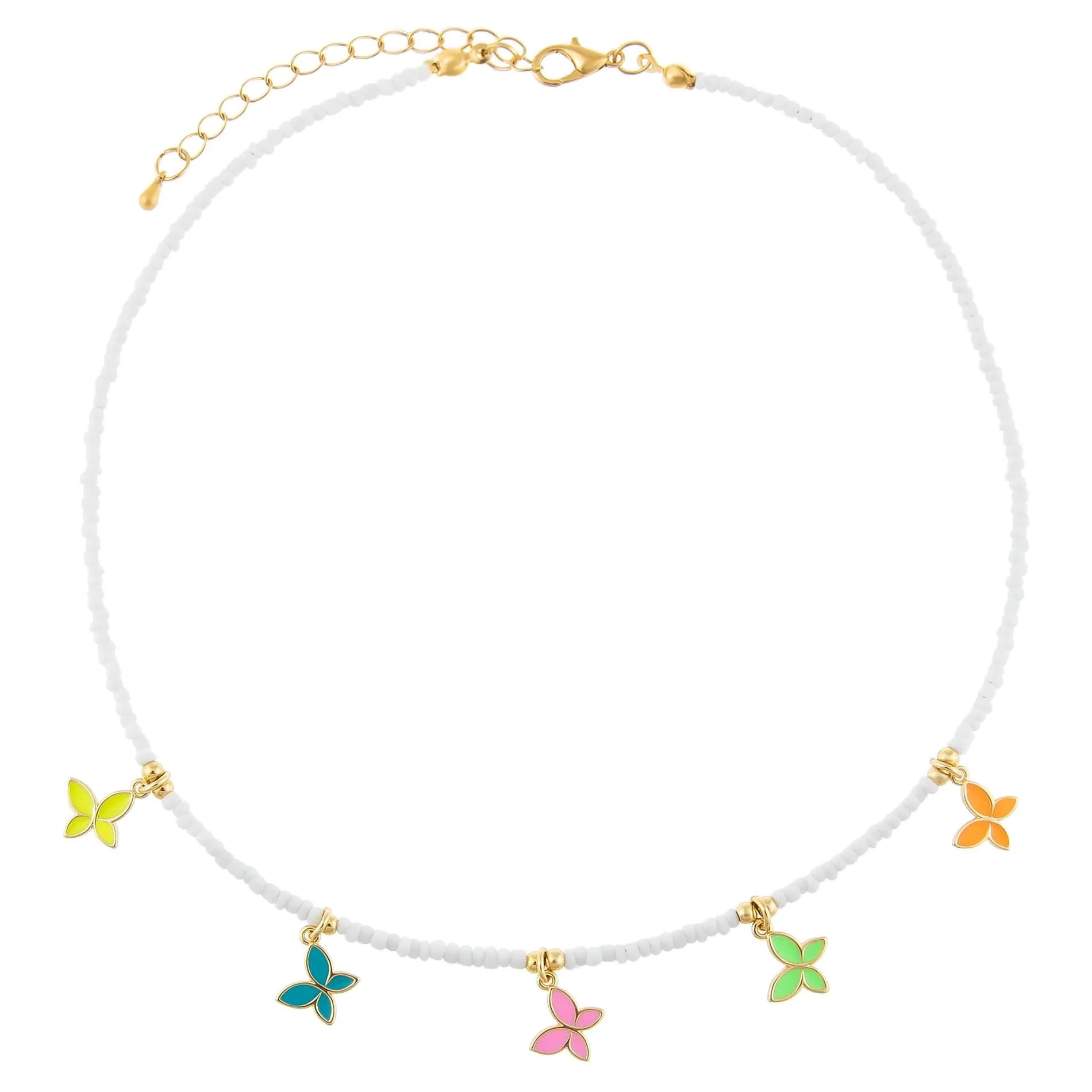 Enamel Colored Multi Butterfly Necklace