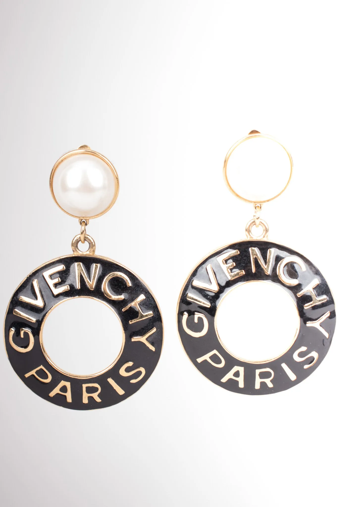 Enamel Pearl Drop Hoop Earrings