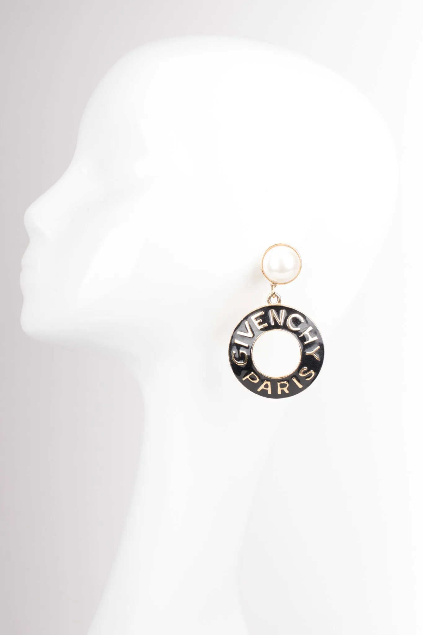 Enamel Pearl Drop Hoop Earrings