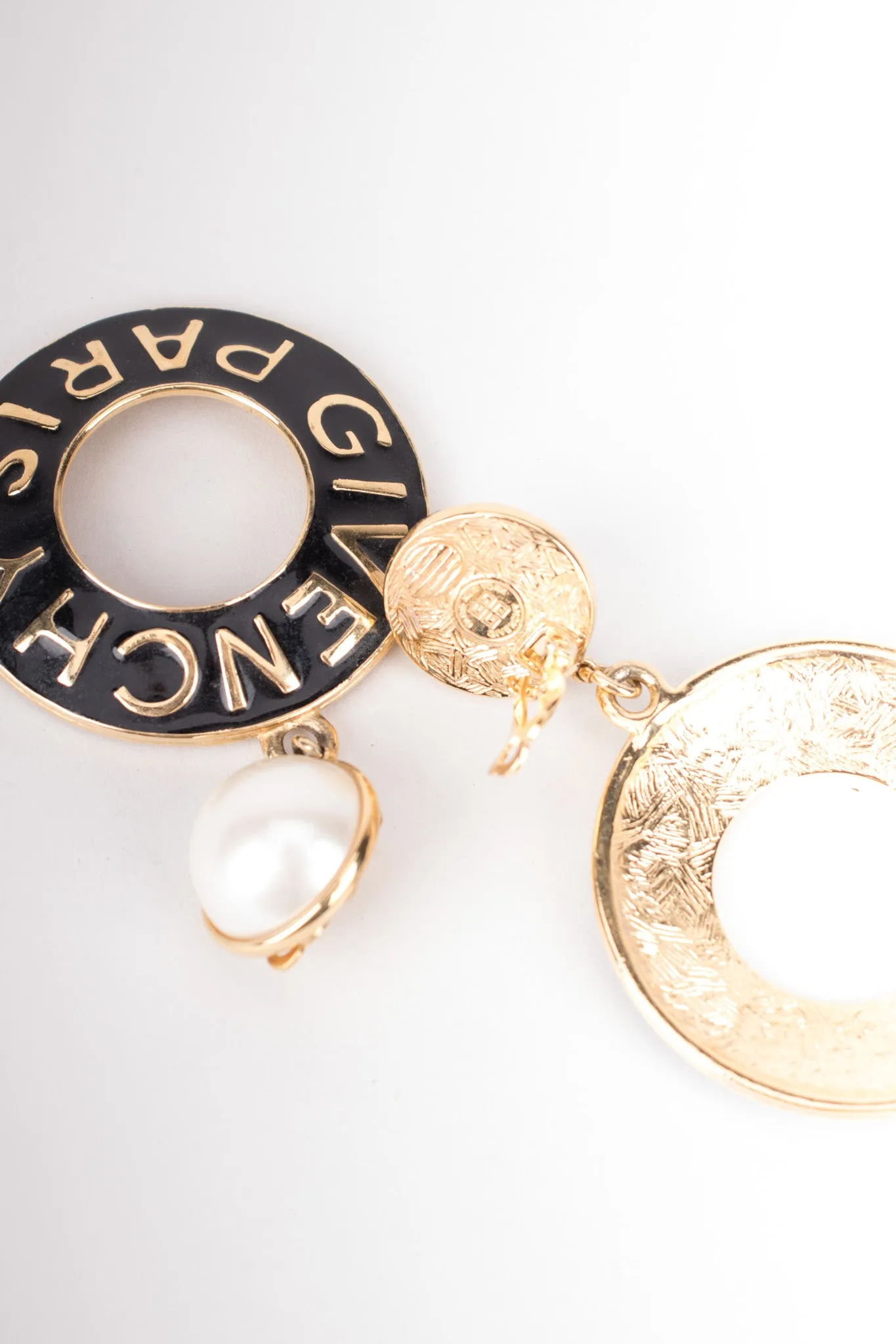 Enamel Pearl Drop Hoop Earrings