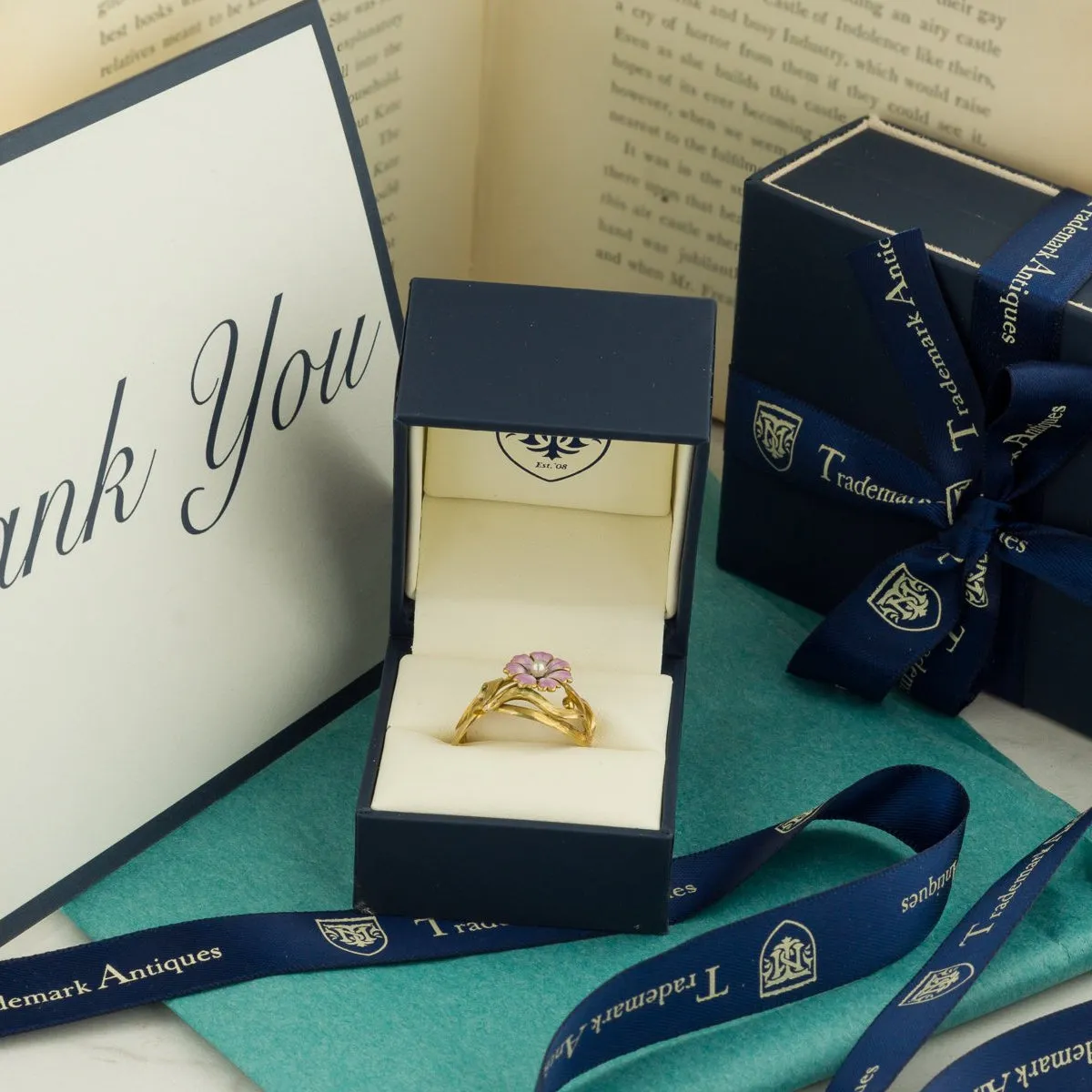 Enamel Violet Ring | 14k Gold Flower Ring