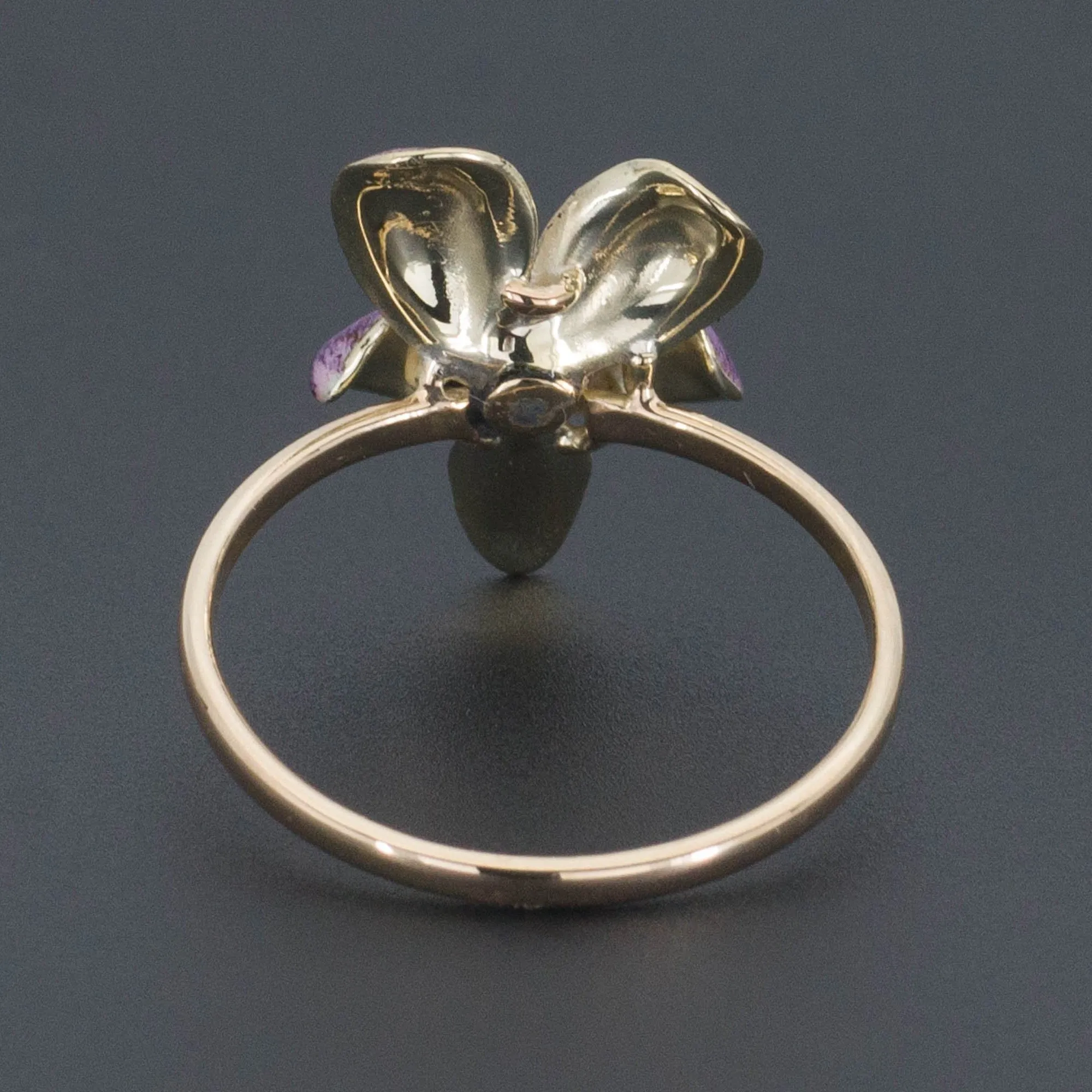 Enamel Violet Ring | 14k Gold Flower Ring