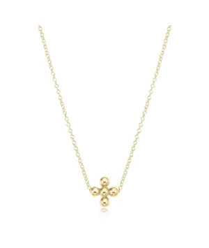 ENewton 16" Necklace Gold Beaded Cross 3mm
