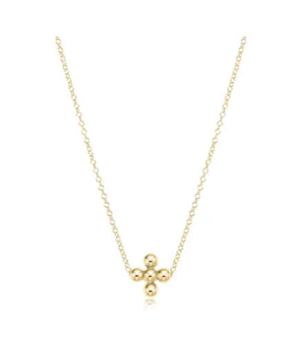 ENewton 16" Necklace Gold Beaded Cross 3mm