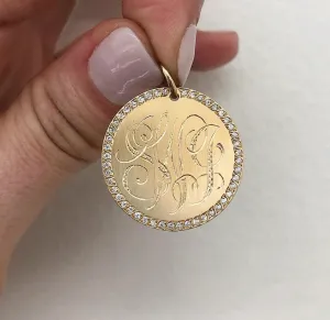 Engravable Diamond Disc Pendant