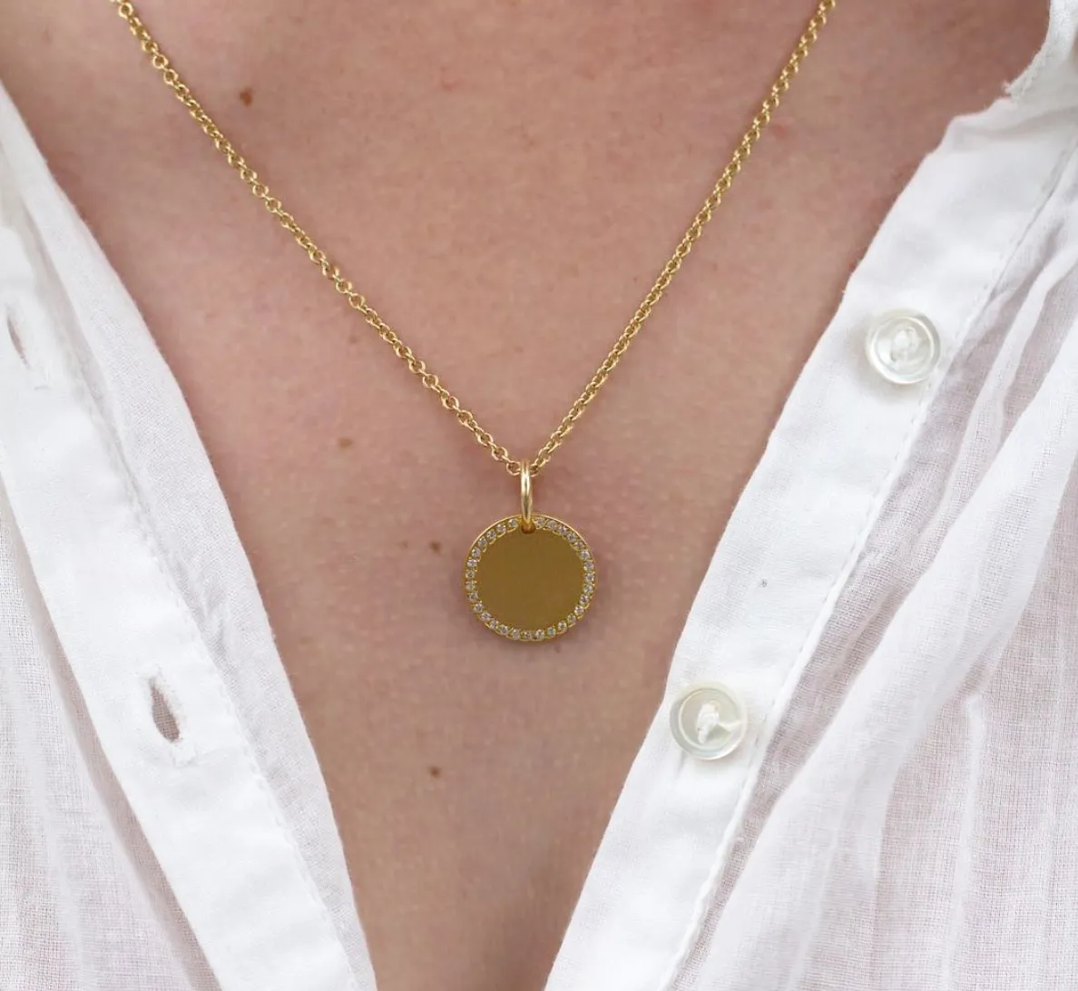 Engravable Diamond Disc Pendant
