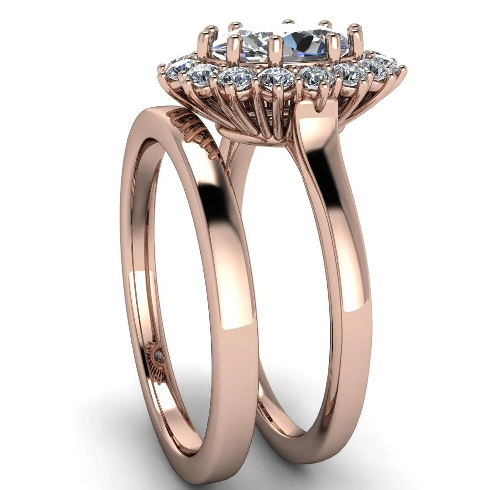 Enri Oval Center Stone Full Diamond Encrusted Halo Ring