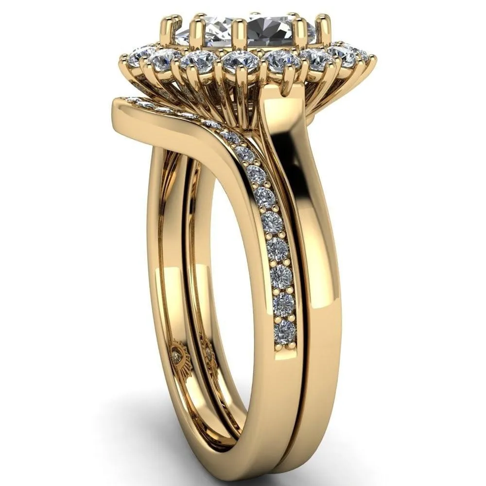 Enri Oval Center Stone Full Diamond Encrusted Halo Ring