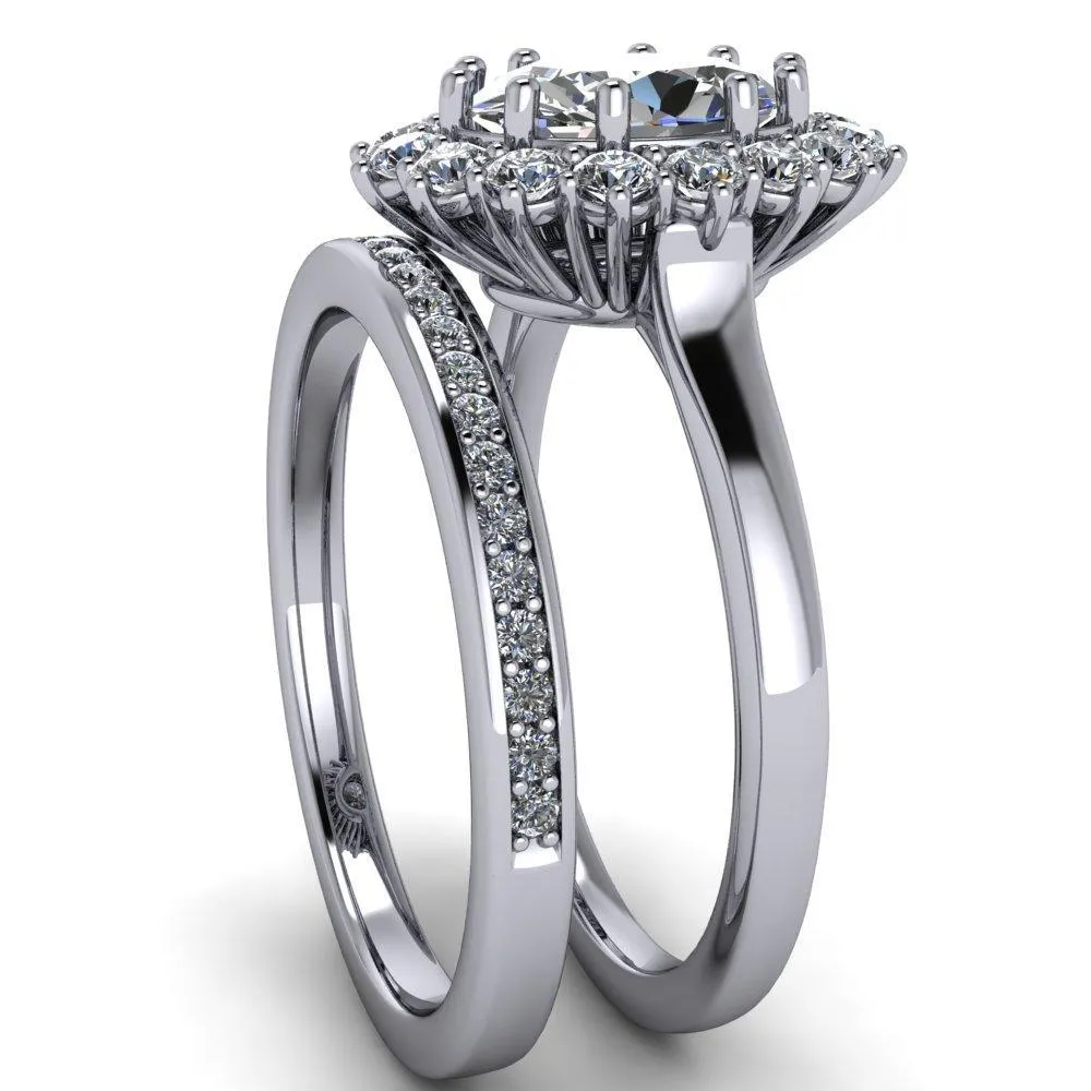 Enri Oval Center Stone Full Diamond Encrusted Halo Ring