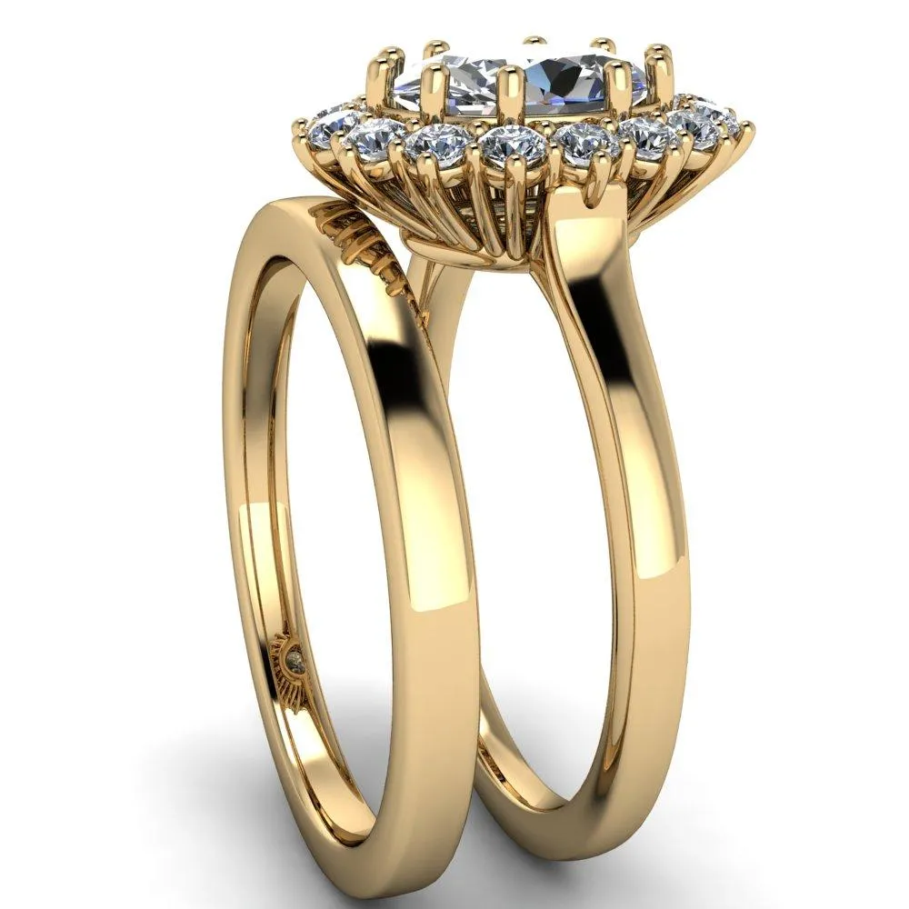 Enri Oval Center Stone Full Diamond Encrusted Halo Ring