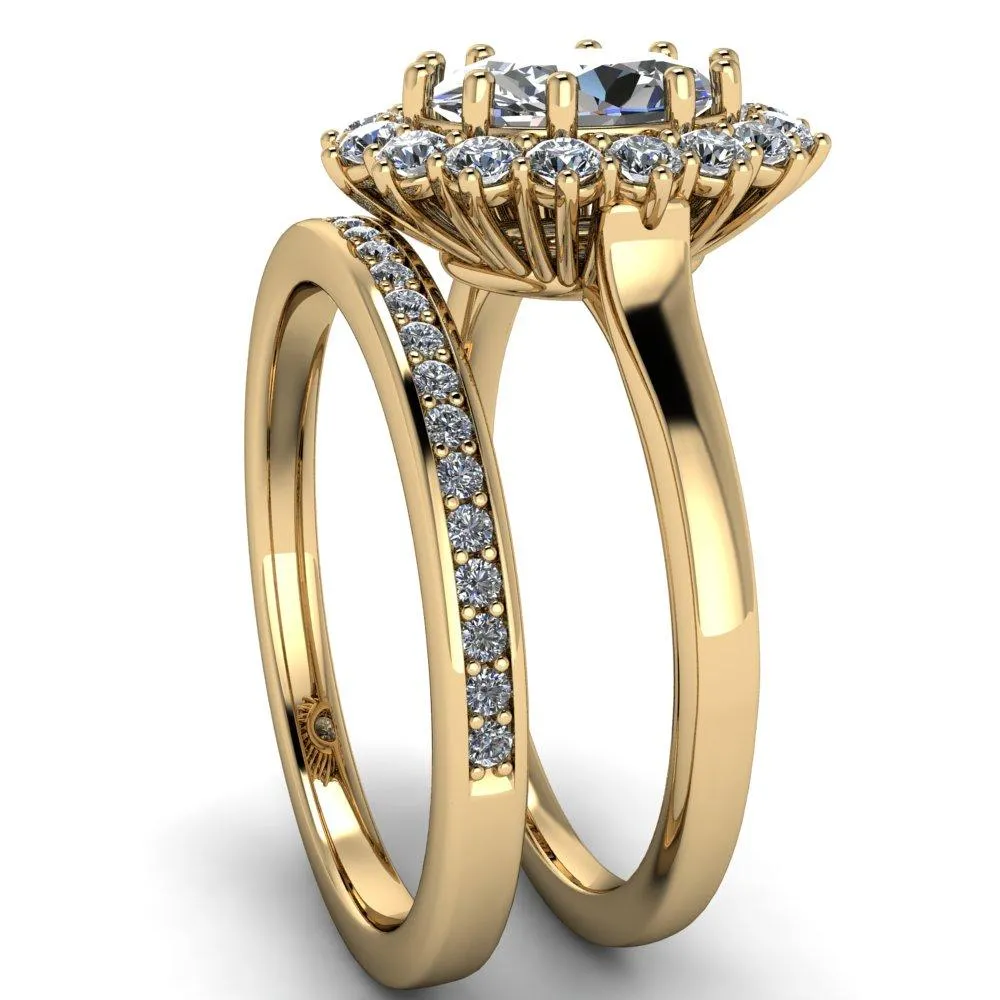 Enri Oval Center Stone Full Diamond Encrusted Halo Ring