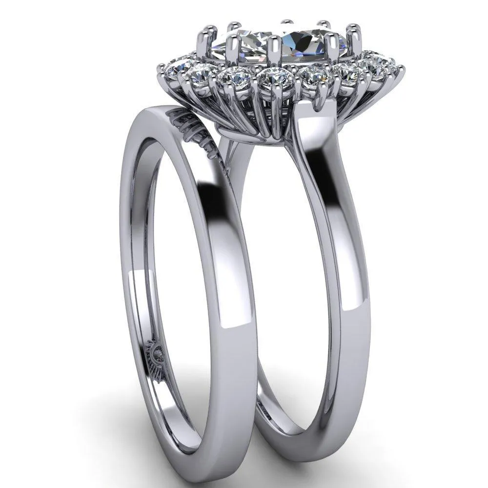 Enri Oval Center Stone Full Diamond Encrusted Halo Ring