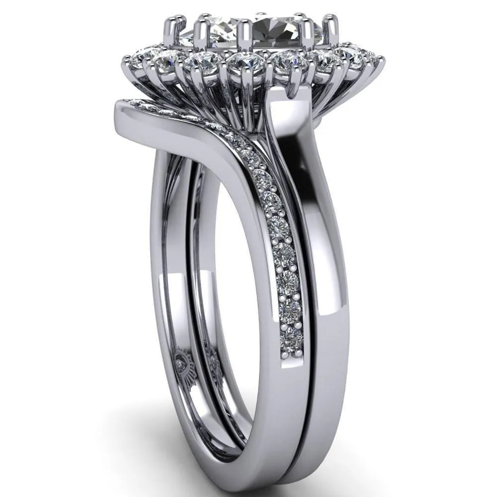 Enri Oval Center Stone Full Diamond Encrusted Halo Ring