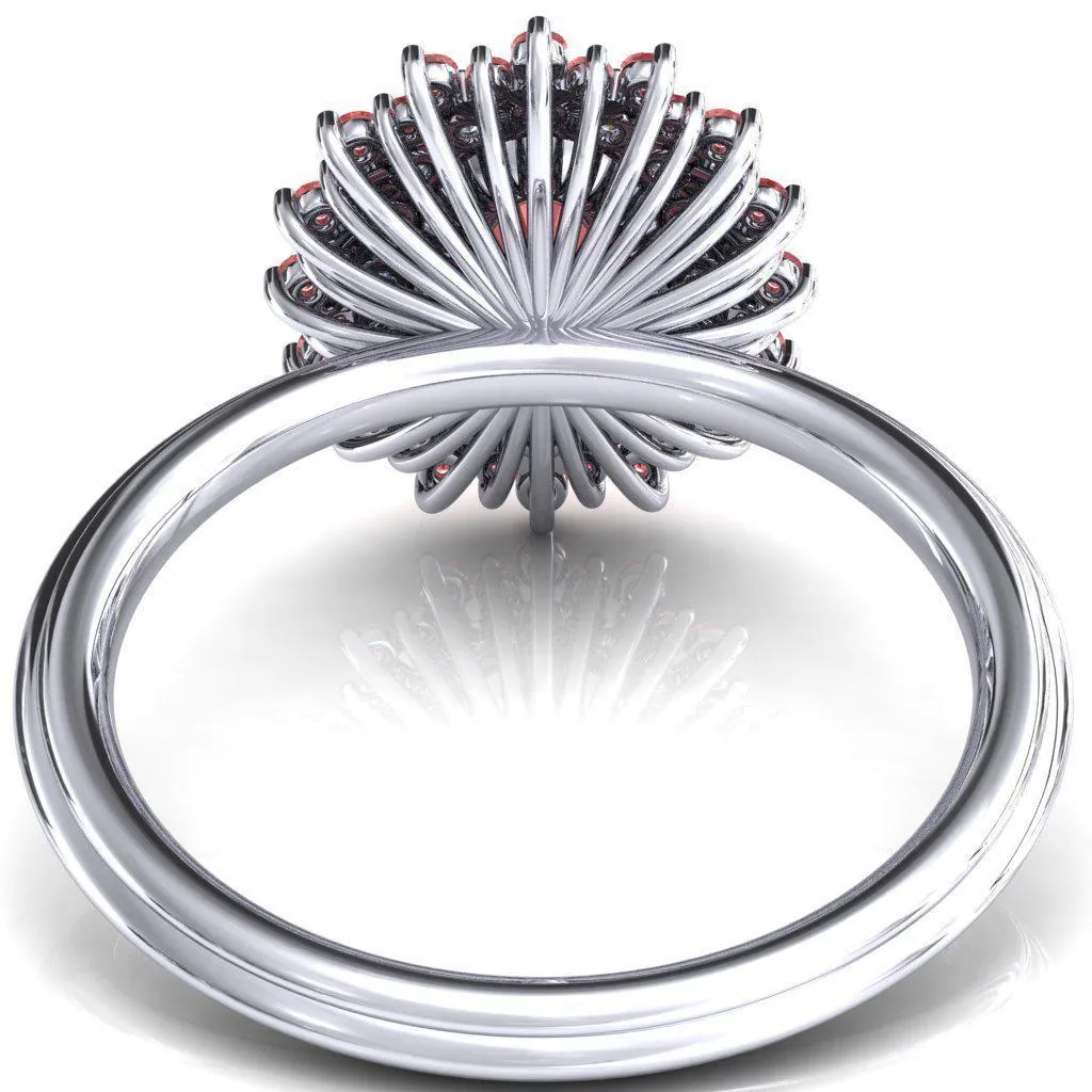 Eridanus Oval Padparadscha Sapphire Cluster Diamond and Padparadscha Sapphire Halo Wedding Ring ver.2
