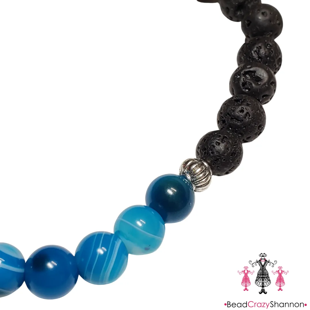 Essential Oil Diffuser Bracelet [Blue Striped Agate]