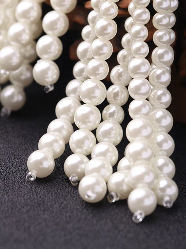Exaggerated Pearl Long Earrings