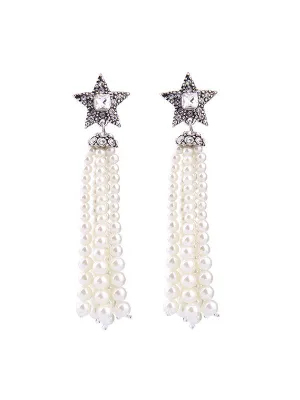 Exaggerated Pearl Long Earrings