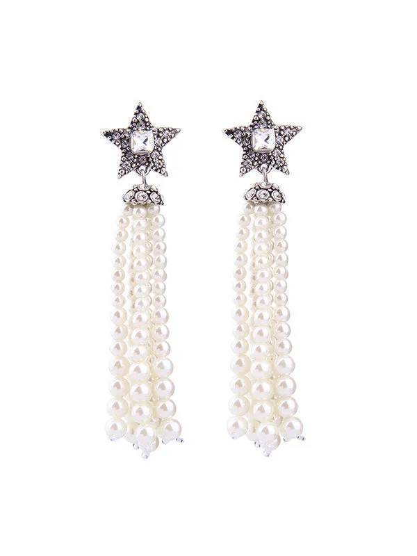 Exaggerated Pearl Long Earrings