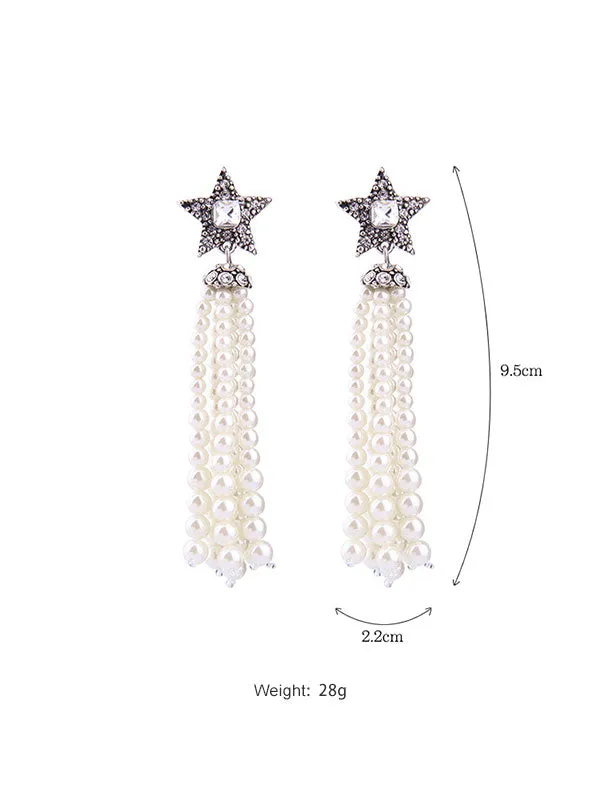 Exaggerated Pearl Long Earrings