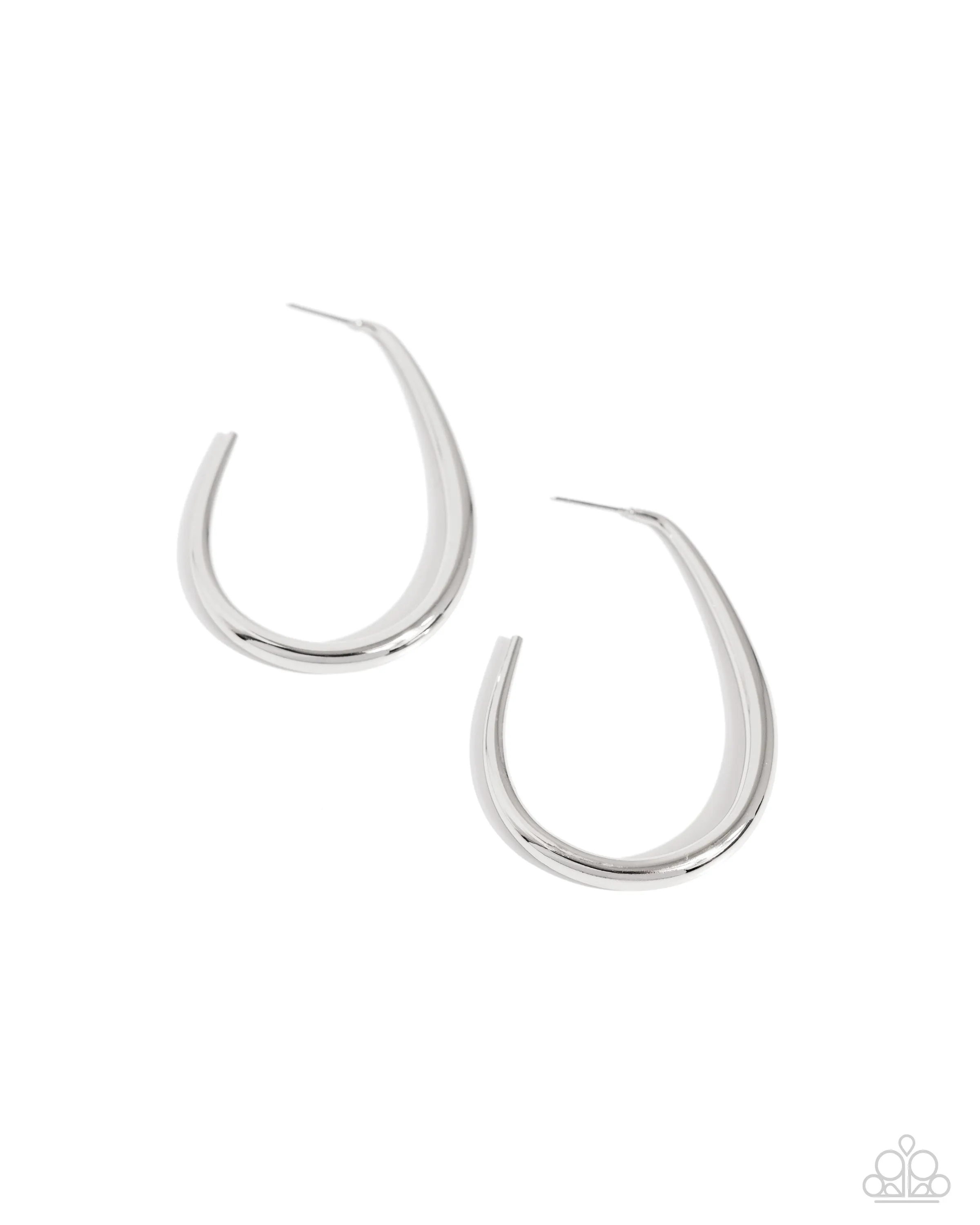Exclusive Element - Silver - High Sheen J-Hook Paparazzi Hoop Earrings