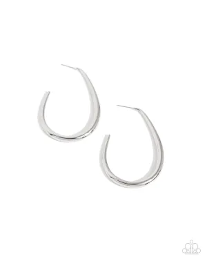Exclusive Element - Silver - High Sheen J-Hook Paparazzi Hoop Earrings