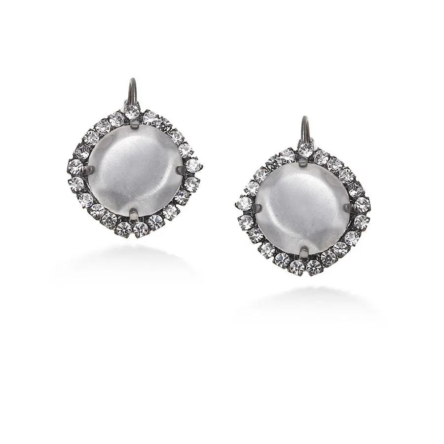 FACETED SILVER ROUND CRYSTAL  EARRINGS #288SV3201 (7E6/6A1)