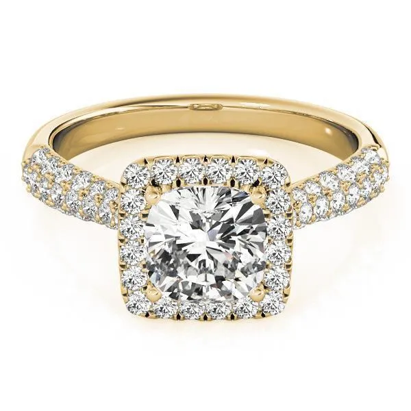 Fallyn Cushion Moissanite Diamond Halo Channel Side Engagement Ring