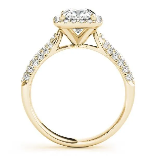 Fallyn Cushion Moissanite Diamond Halo Channel Side Engagement Ring