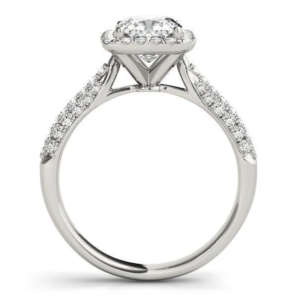 Fallyn Cushion Moissanite Diamond Halo Channel Side Engagement Ring