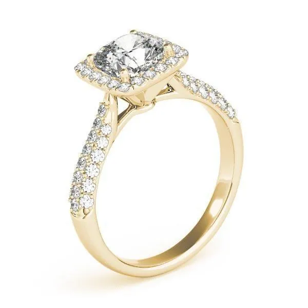 Fallyn Cushion Moissanite Diamond Halo Channel Side Engagement Ring