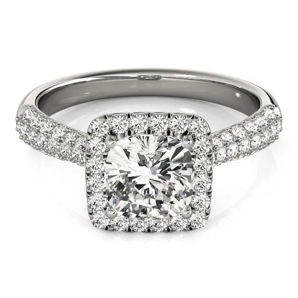 Fallyn Cushion Moissanite Diamond Halo Channel Side Engagement Ring
