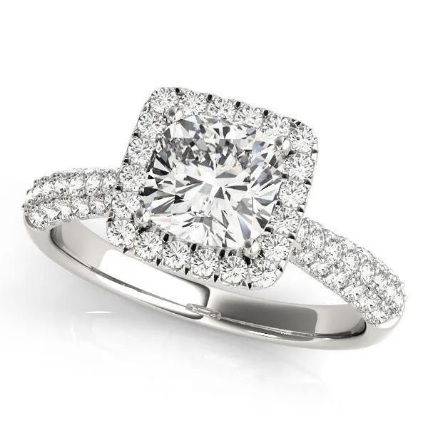 Fallyn Cushion Moissanite Diamond Halo Channel Side Engagement Ring