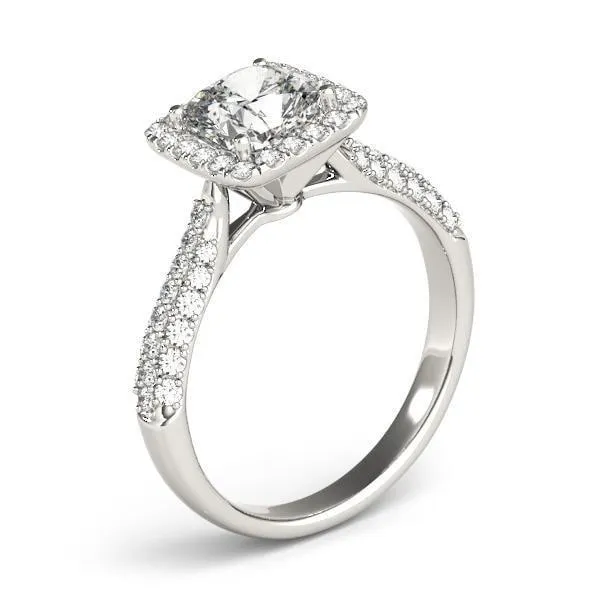 Fallyn Cushion Moissanite Diamond Halo Channel Side Engagement Ring