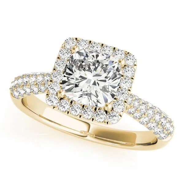 Fallyn Cushion Moissanite Diamond Halo Channel Side Engagement Ring