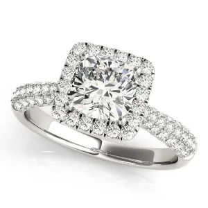 Fallyn Cushion Moissanite Diamond Halo Channel Side Engagement Ring