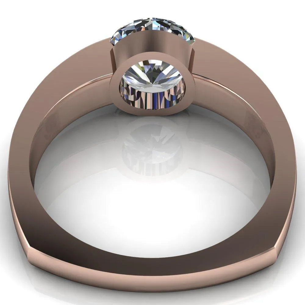 Farrah Round Center Stone with Channel Diamond Sides Ring