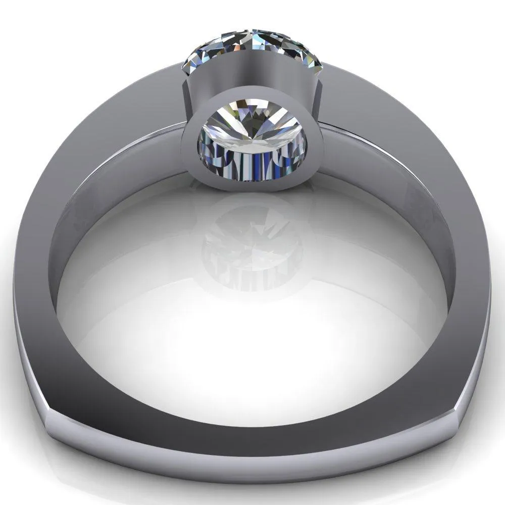Farrah Round Center Stone with Channel Diamond Sides Ring