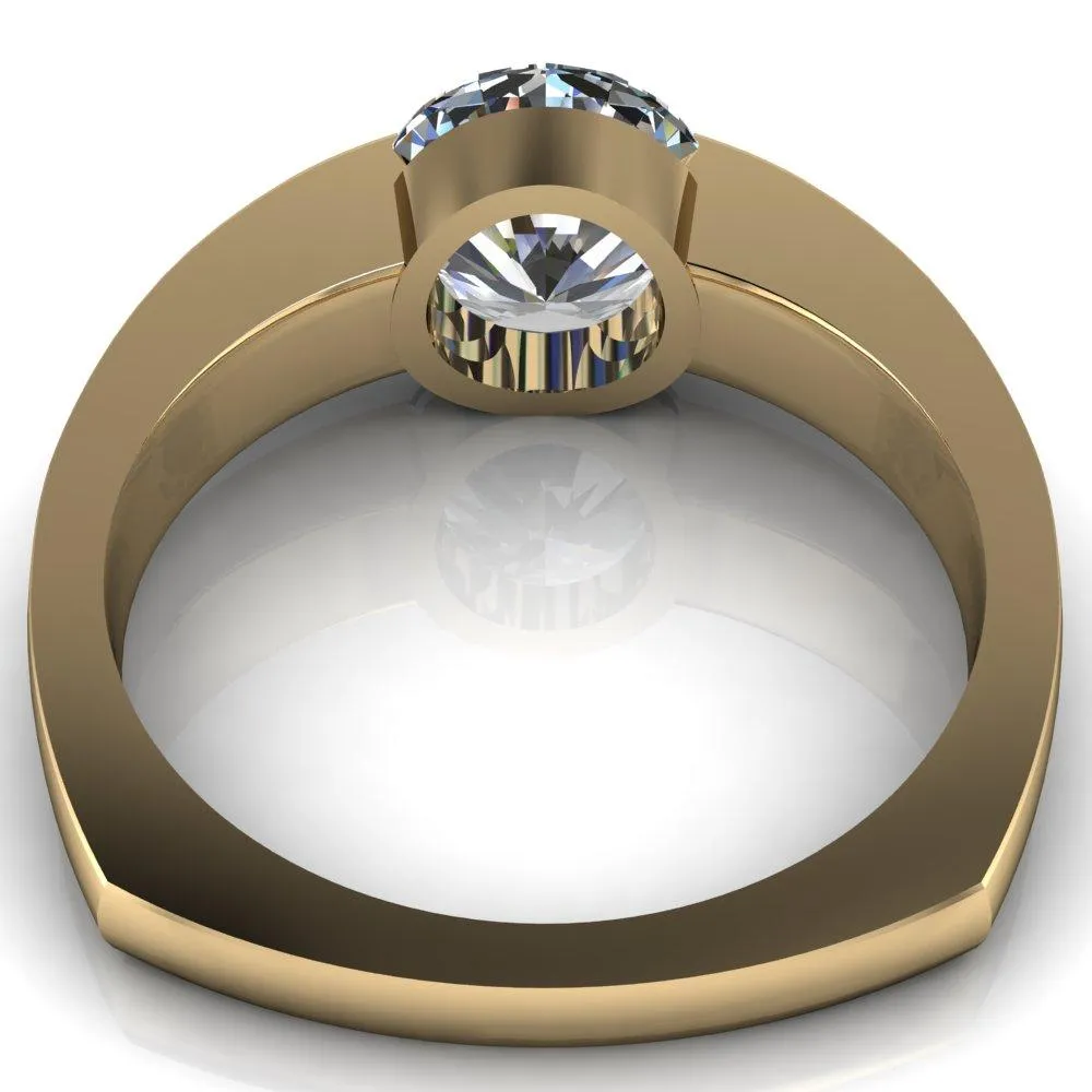 Farrah Round Center Stone with Channel Diamond Sides Ring