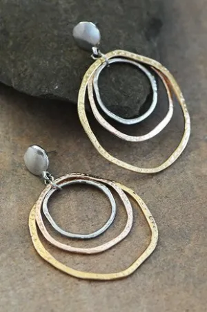 Fauceted Gold and Silver Hoop Earring *