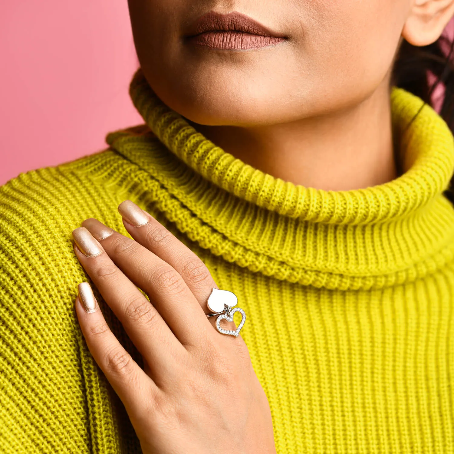 Feather Heart Ring - White