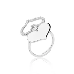 Feather Heart Ring - White