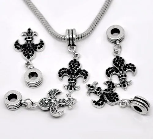 Fleur De Lis European Bead Compatible for Most European Snake Chain Charm Bracelet