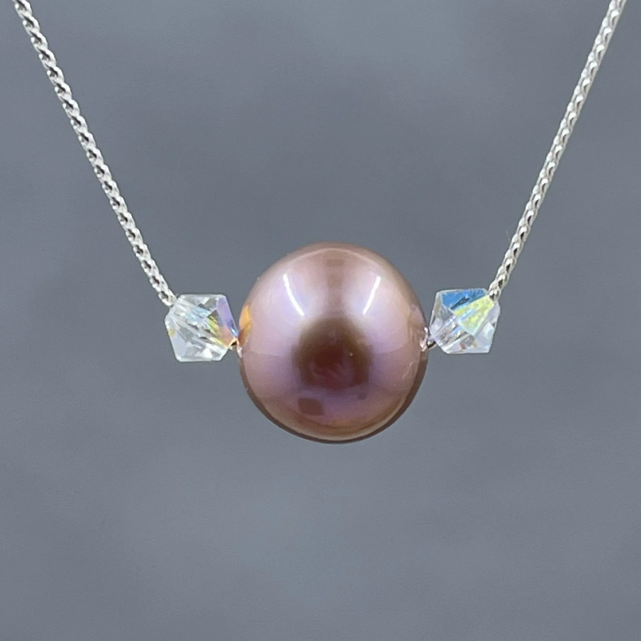 Floating Edison Pearl and Crystal Necklace