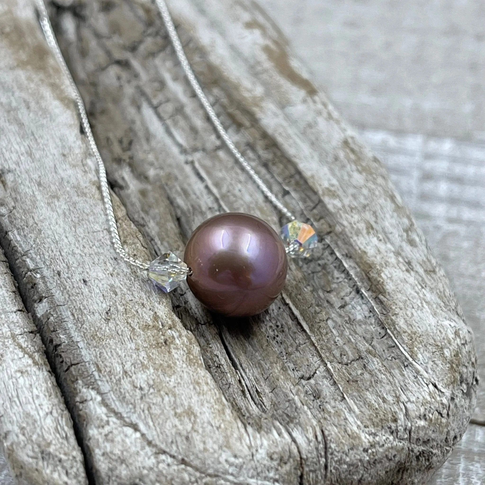 Floating Edison Pearl and Crystal Necklace