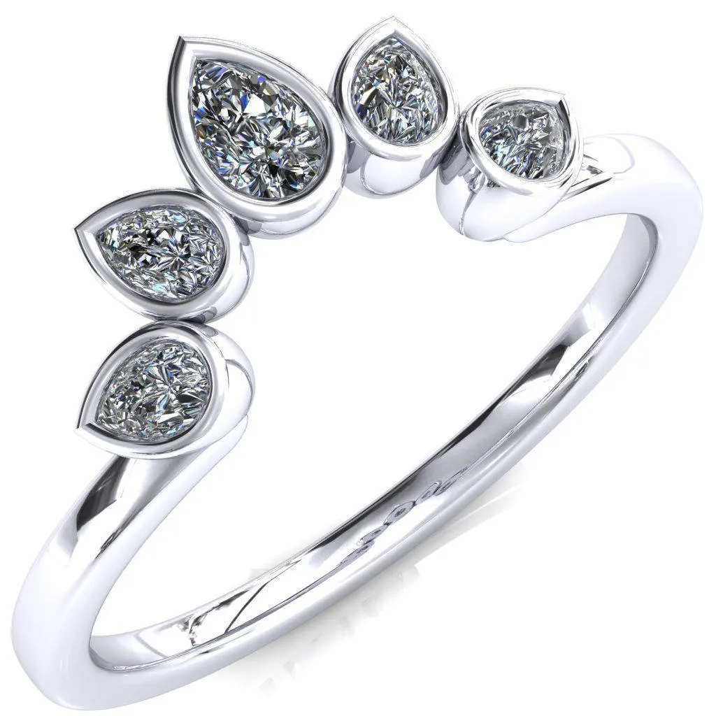 Flora Round Center Stone 4 Prong 1/2 Bead Eternity Diamond Accent Engagement Ring