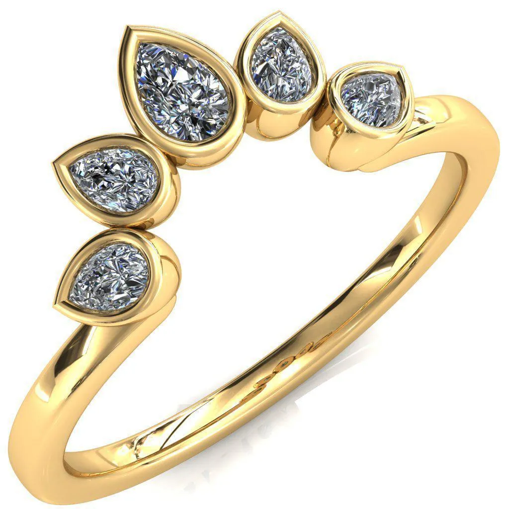 Flora Round Center Stone 4 Prong 1/2 Bead Eternity Diamond Accent Engagement Ring