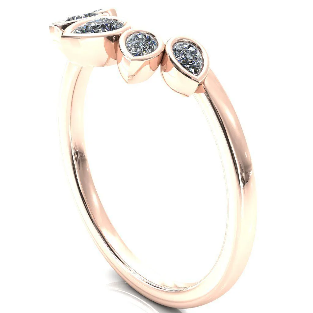 Flora Round Center Stone 4 Prong 1/2 Bead Eternity Diamond Accent Engagement Ring