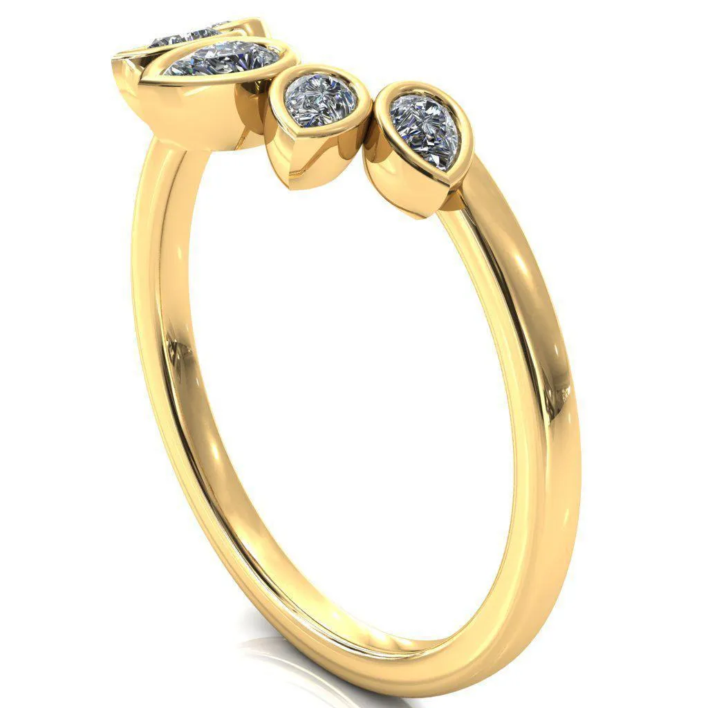 Flora Round Center Stone 4 Prong 1/2 Bead Eternity Diamond Accent Engagement Ring