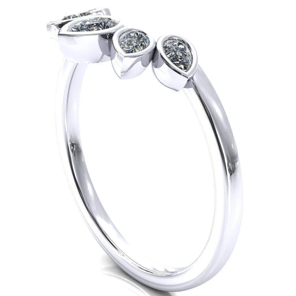 Flora Round Center Stone 4 Prong 1/2 Bead Eternity Diamond Accent Engagement Ring